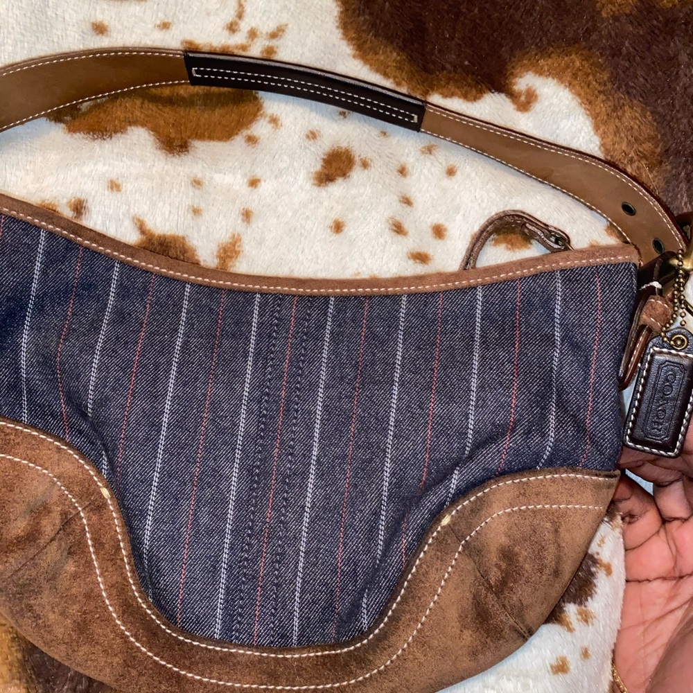 New Suede/Denim Coach Bag - Picture 5 of 12